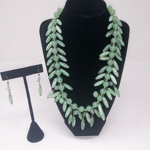 Vintage Green Beaded Necklace Set